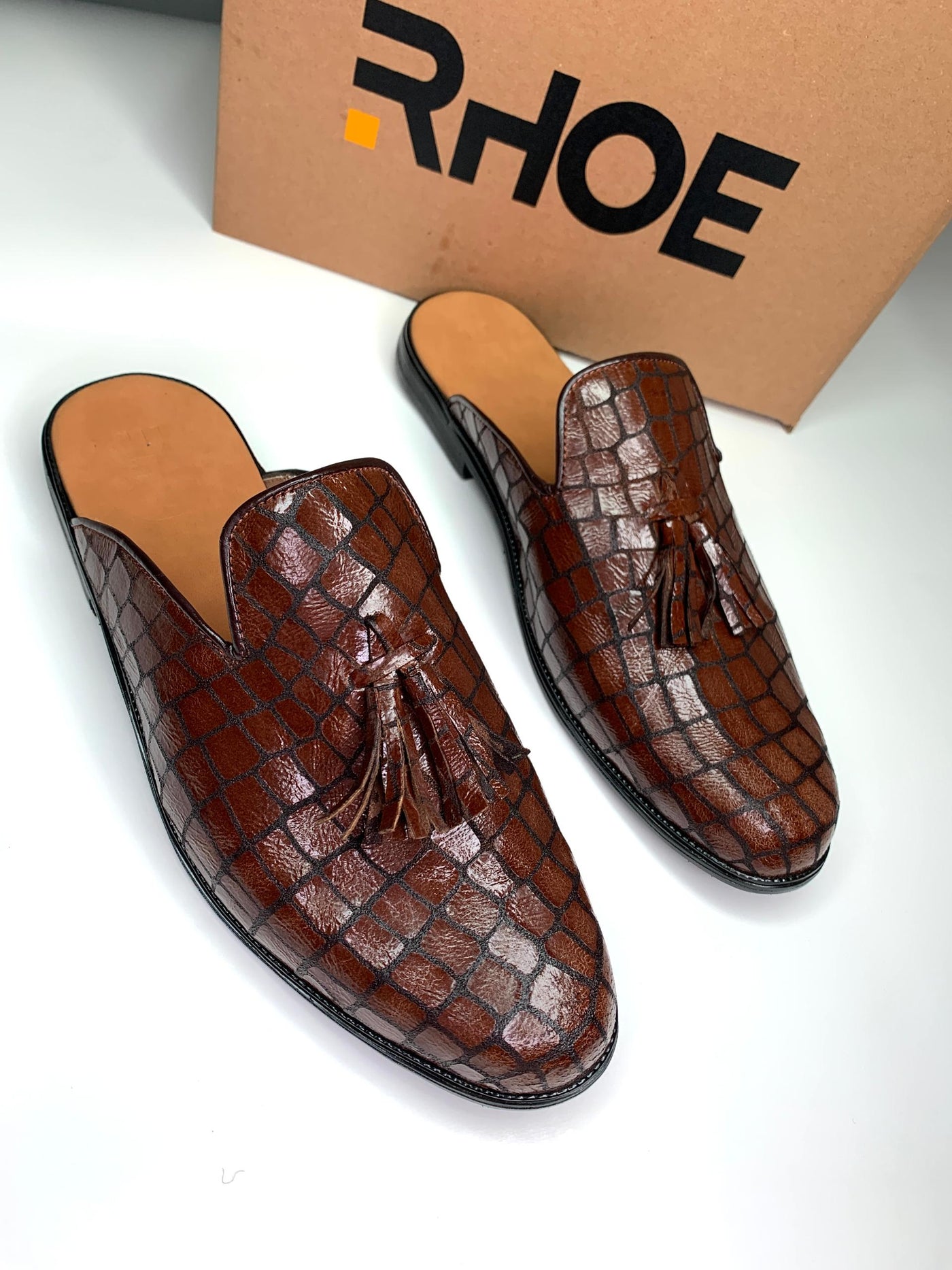 Croc Skin Tassel Mule