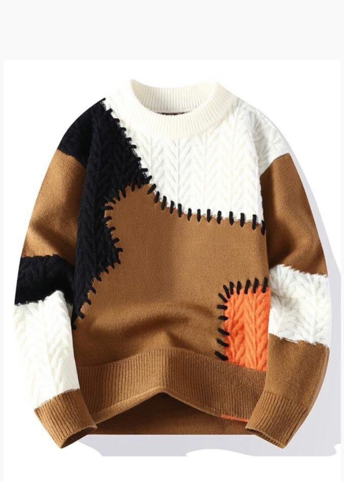 Black/Brown Colour Knitted Sweatshirt