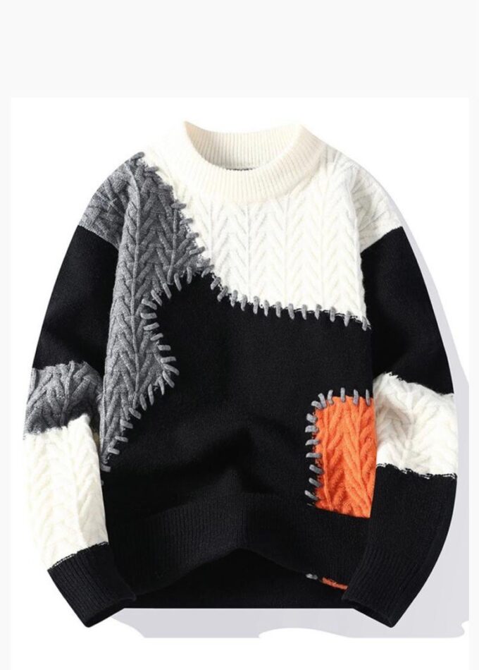 Cream/Black/Ash Colour Knitted Sweatshirt