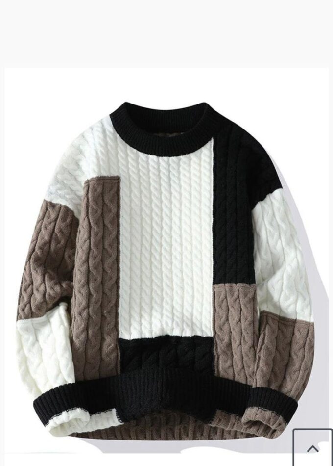 White/Black/Light-Brown Colour Knitted Sweatshirt