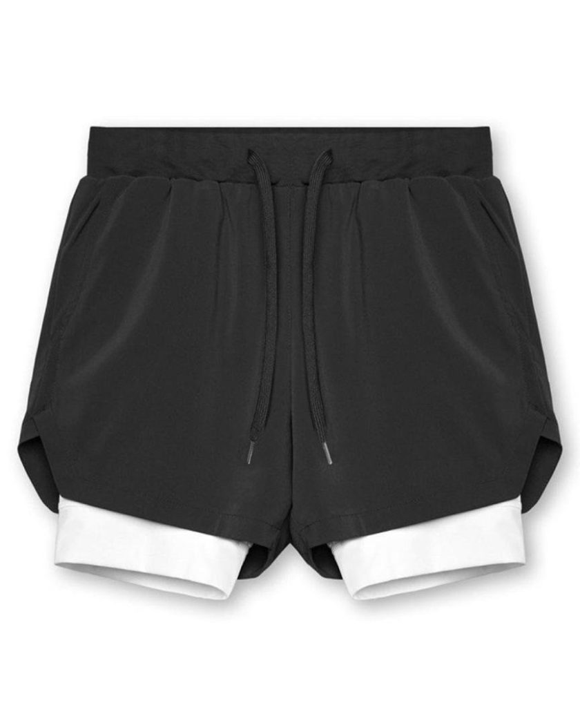 Double Layer Two-piece Breathable Fitness Shorts White - Image 2