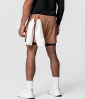 Double Layer Two-Piece Breathable Fitness Shorts Orange - Image 2